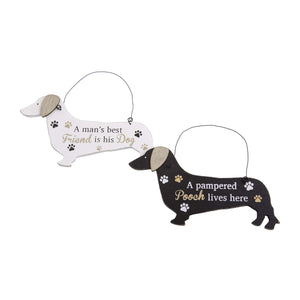 Dog Lover Gifts – White Dachshund Hanging Sign - Mans Best Friend, Just Part Of Our Collection Of Signs Available At www.dogkrazygifts.co.uk