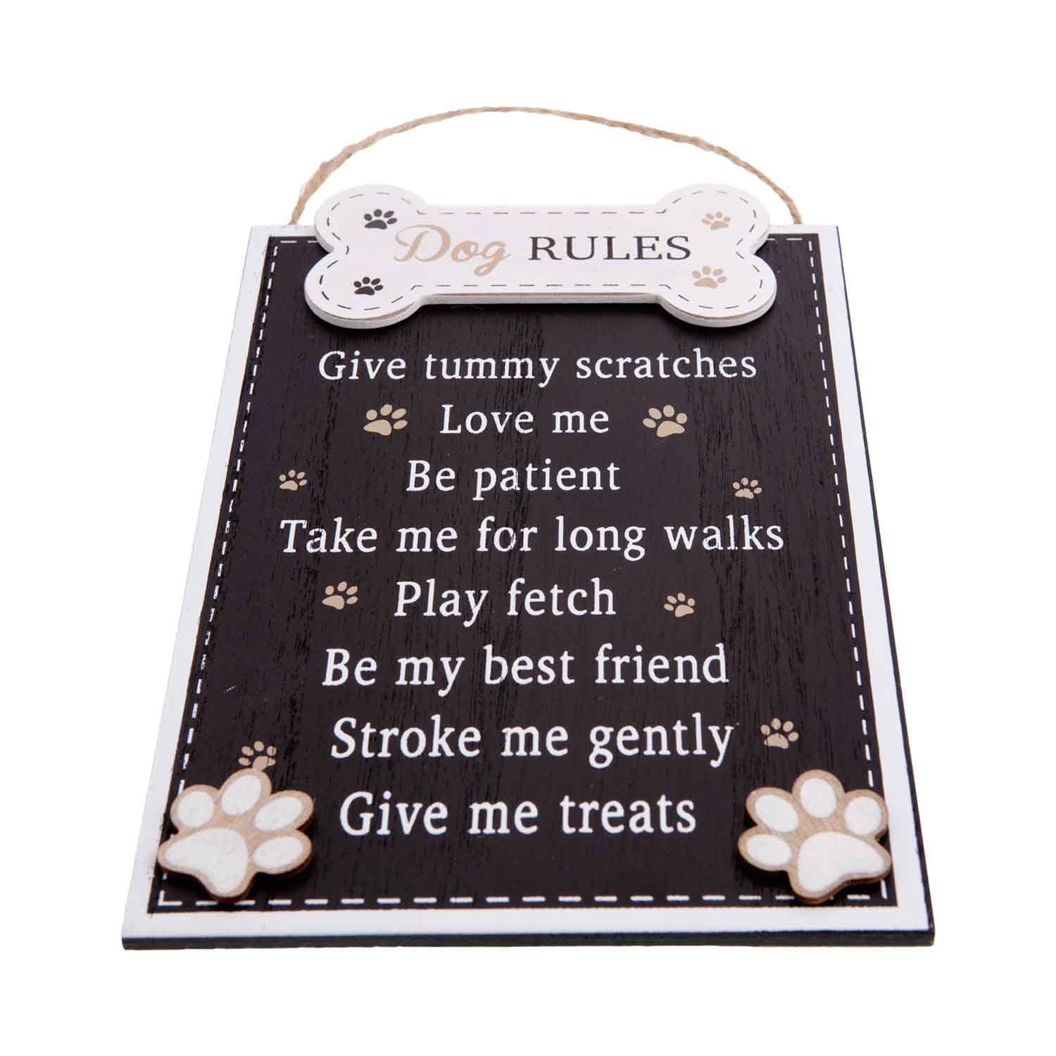 Dog Krazy Gifts - Dog Rules Plaque In Black, The Rules According To The Dog, Part Of The Wide Range of Dog Signs available from DogKrazyGifts.co.uk