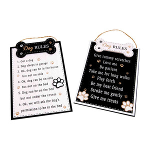 Dog Krazy Gifts - Dog Rules Plaque In Black And In White, Part Of The Wide Range of Dog Signs available from DogKrazyGifts.co.uk