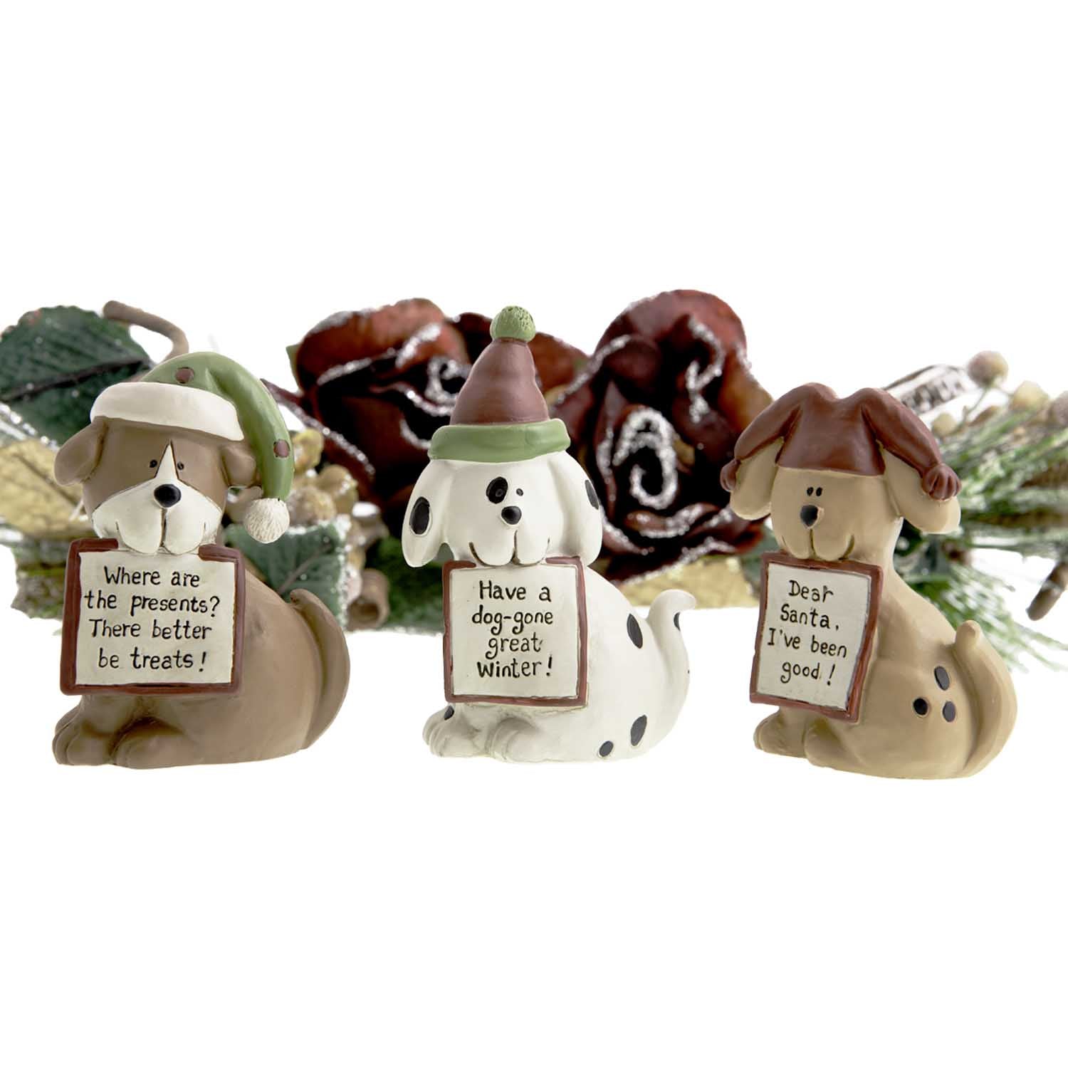 Dog Krazy Gifts - 3 Dogs With signs Xmas Decoration part of our Christmas range