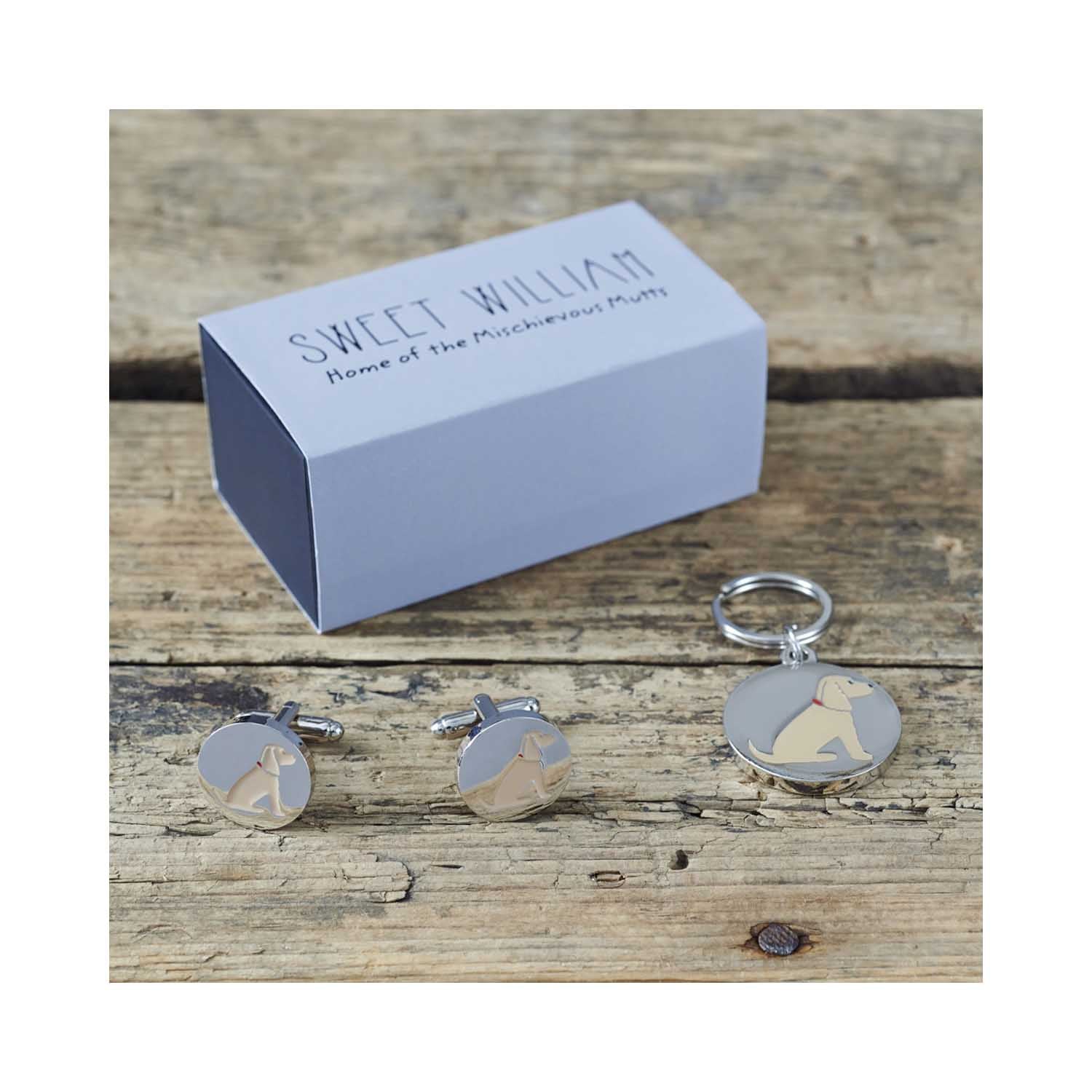 Dog Lover Gifts available at Dog Krazy Gifts - Hetty The Golden Cocker Spaniel Cufflink and Dog Tag Set - part of the Sweet William range available from DogKrazyGifts.co.uk