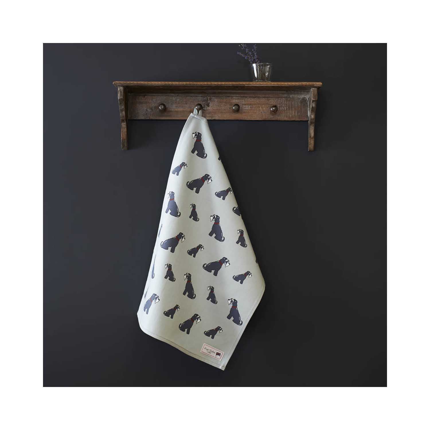 Dog Lover Gifts - Dog Krazy Gifts - Eddie the Grey and White Schnauzer Organic Tea Towel - part of the Sweet William range available from www.DogKrazyGifts.co.uk 