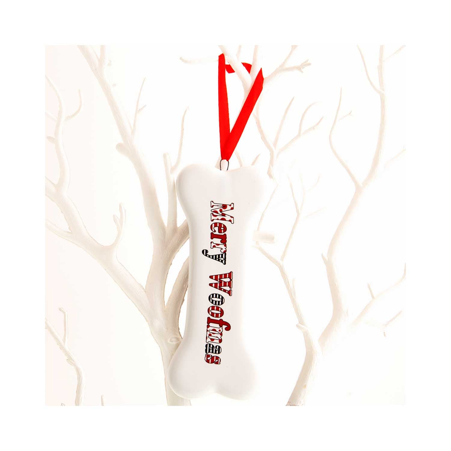 Dog Krazy Gifts - Merry Woofmas hanging bone Xmas Decoration part of our Christmas range