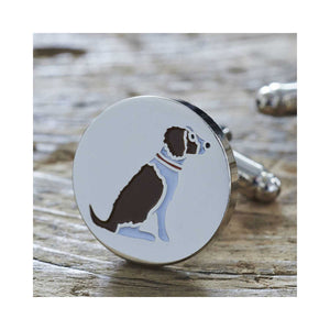 Dog Lover Gifts available at Dog Krazy Gifts - Gaby The Liver & White Springer Spaniel Cufflink and Dog Tag Set - part of the Sweet William range available from DogKrazyGifts.co.uk