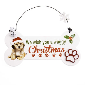 Dog Krazy Gifts - Waggy Christmas Bone Sign - part of the Christmas range of Dog Themed Gifts available from DogKrazyGifts.co.uk