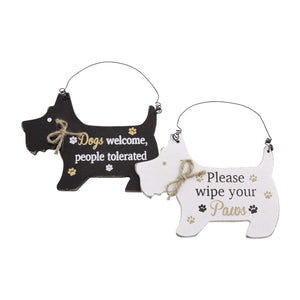 Dog Lover Gifts – White Westie Hanging Sign - Wipe Your Paws, Just Part Of Our Collection Of Signs Available At www.dogkrazygifts.co.uk