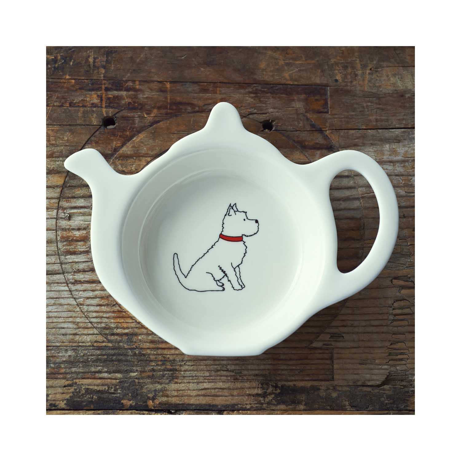 Dog Lover Gifts available at Dog Krazy Gifts - Frank the Westie Teabag Dish - part of the Sweet William range available from www.DogKrazyGifts.co.uk