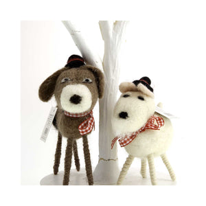 Dog Krazy Gifts - Woollen Brown and White Dog Ornaments, Part Of The Christmas collection available from DogKrazyGifts.co.uk