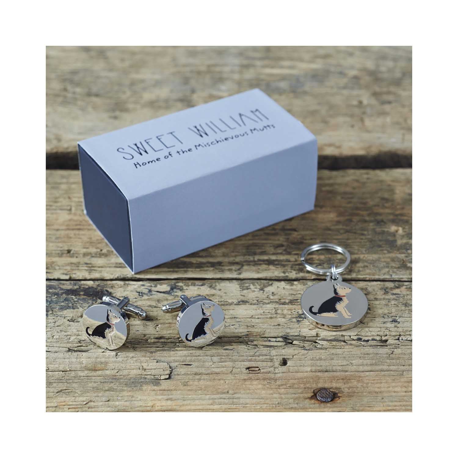 Dog Lover Gifts available at Dog Krazy Gifts - Ella The Yorkshire Terrier Cufflink and Dog Tag Set - part of the Sweet William range available from DogKrazyGifts.co.uk