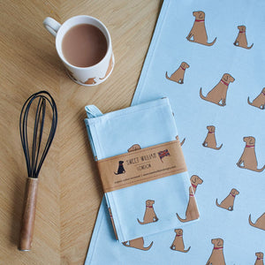 Dog Lover Gifts - Dog Krazy Gifts - Fox Red Labrador Organic Tea Towels - part of the Sweet William range available from www.DogKrazyGifts.co.uk