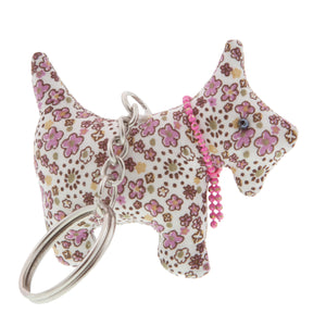 DogKrazy.Gifts –Pink Floral Scottie Dog Keyring –Extremely cute comes in six colourways, and makes a great gift for a Scottie Dog (or Westie) fan. Part of the range of Scottie Dog and Westie  gifts available from Dog Krazy Gifts