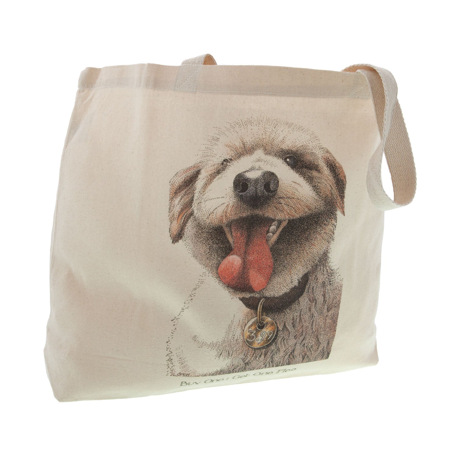 Dog Lover Cards, Gifts and merchandise available at Dog Krazy Gifts - Buy On Get One Flea Tote Bag - Part of the Simon Drew dog collection available from Dog Krazy Gifts