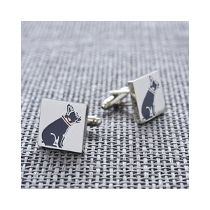 Dog Lover Gifts available at Dog Krazy Gifts - Freddie The French Bulldog Cufflink and Dog Tag Set - part of the Sweet William range available from Dog Krazy Gifts