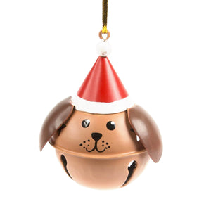 DogKrazy.Gifts – Christmas Tree bell bauble in the shape of a Brown and Tan Dog's head available from Dog Krazy Gifts