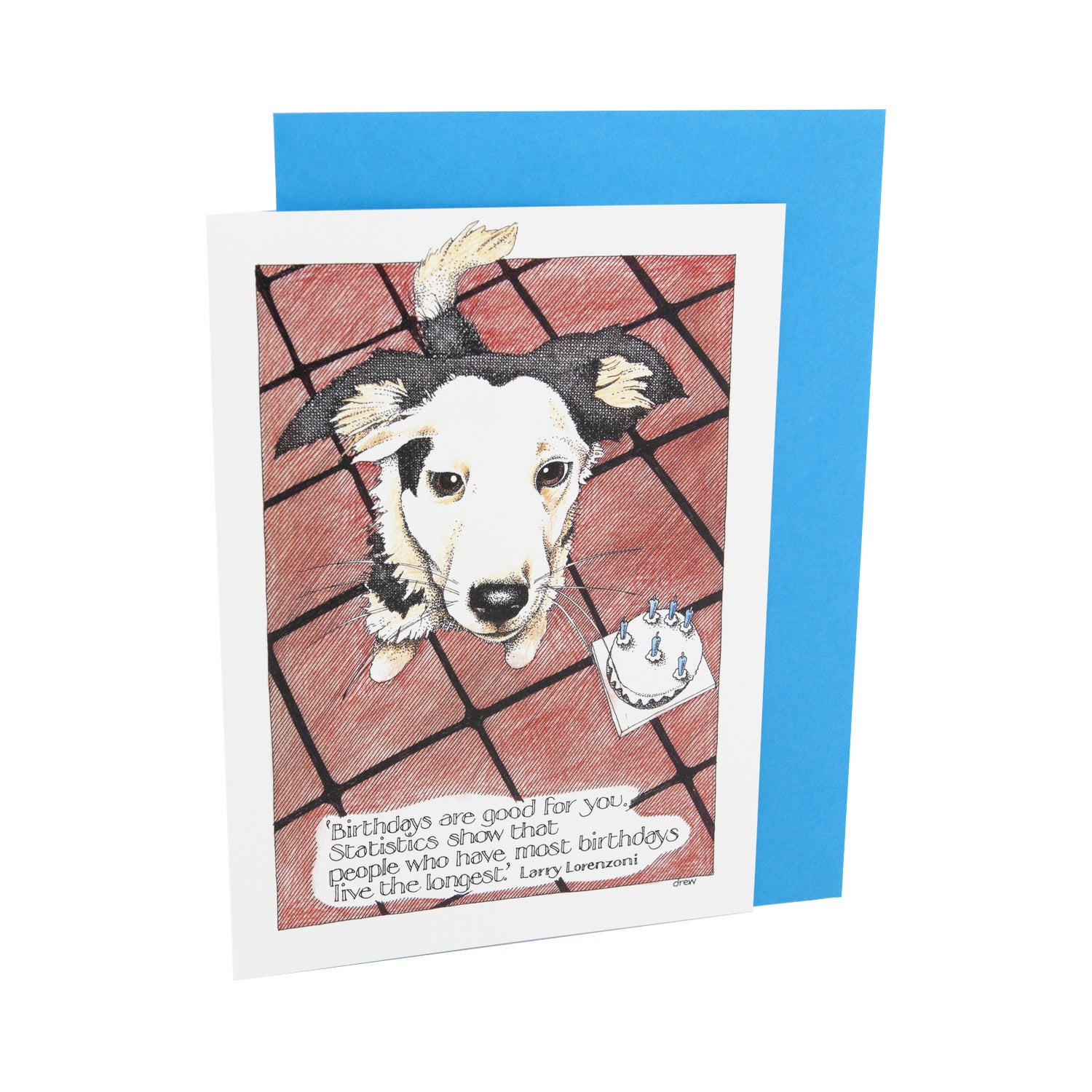 DogKrazy.Gifts – Simon Drew Birthdays Are Good, Humorous card featuring a Collie Dog. Part of the Simon Drew Dog Collection available from Dog Krazy Gifts